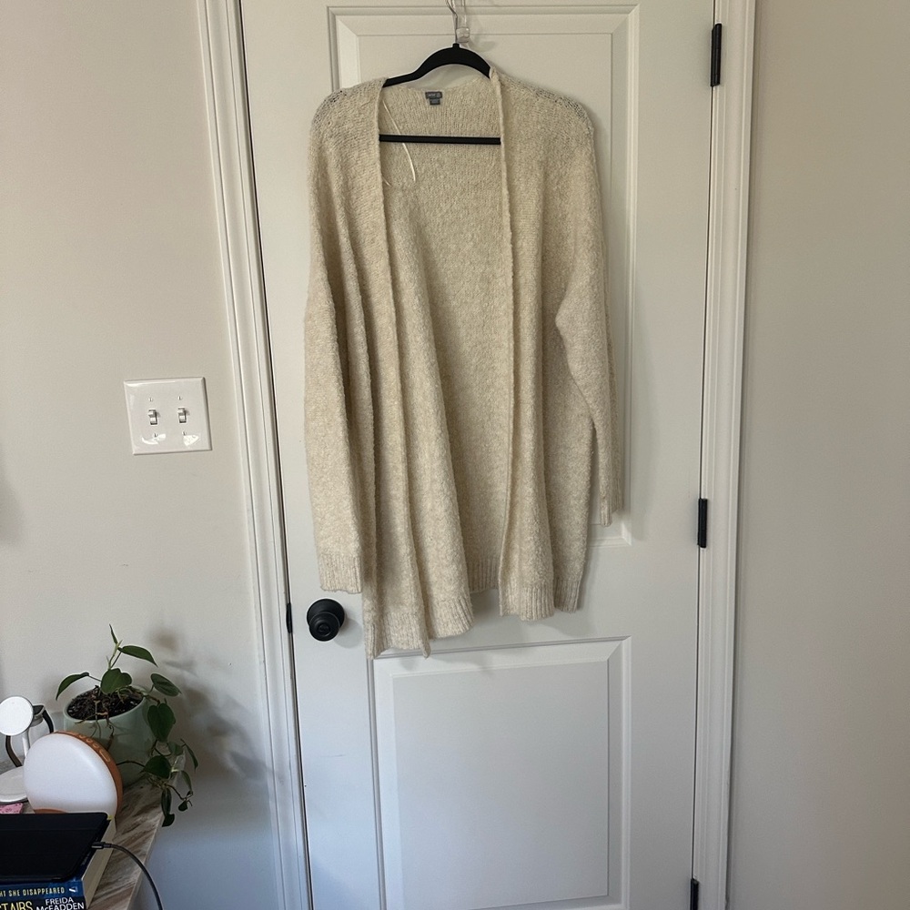 Cozy Cream Open-Front Popcorn Sweater
